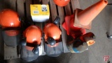 (3) Stihl chainsaw safety helmets with hearing protection, (200) soft ear plugs, (4) safety cones,