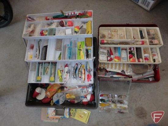 Tackle boxes, bobbers, fishing lures,