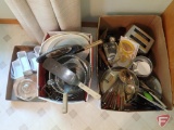 Fondue,toaster,kitchen utensils and platters, all3 boxes