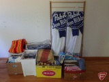 Pabst Blue Ribbon towels, linens, bedding and clothes drying rack
