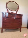 Wood 4 drawer dresser with mirror, wishbone needs repair 72