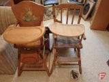 2 vintage wood high chairs