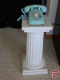 AT&T dial turquoise telephone, plastic pillar