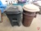 Toter poly rolling garbage can and (2) Rubbermaid poly cans with lids