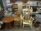 Round 27in end table with bottom storage, wood chair, painted wood rocking chair,
