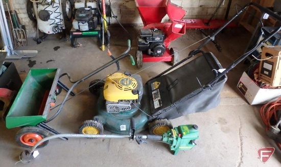 Yard-Man 21incut push mower w/bagger, Weed Eater model XT-20T and Scotts spreader