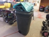 Rubbermaid container with various size tarps