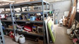 Industrial metal shelving unit with wood shelves, 7ftHx70inWx2ftD.
