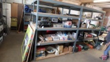 Industrial metal shelving unit with wood shelves, 7ftHx70inWx31inD.
