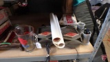 (2) hanging Grain Belt lights, Schmidt beer glass pitcher, (2) decorative tins,