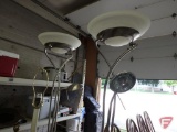 (5) floor lamps, 2 are matching, and lamp shades. Lamps and box.