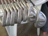 (10) golf clubs, 9 are Golden Scot 855s and 1 is Armour Ti 100. 10 pieces