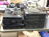 Emerson stereo system-dual cassette, receiver, equalizer, radio, turntable.