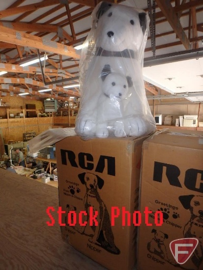 RCA Mascot promotional stuffed dog, 2-piece set, new-in-box