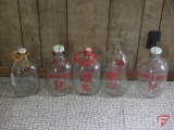 (3) milk jars from Lewes Dairy, (1) Glenwood Inglewood glass jar, and (1) AE glass jug. 5 pieces