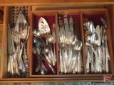 Silverware, not all matching, WM Rogers, Sharon Plate, Stratford Silver. Contents of drawer