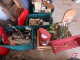 Christmas/holiday items, village houses, lights, battery candles, garland, 12in blow mold Santa