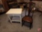 Child's wood rocker and painted wood table with drawer. 2 pieces