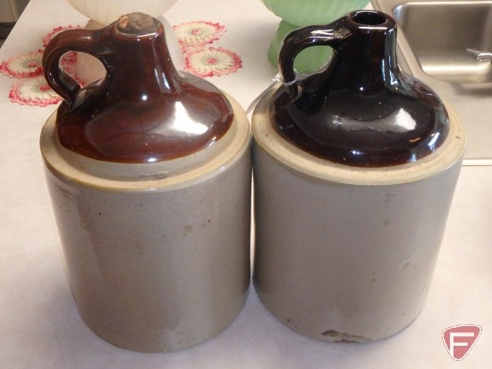 Crock jugs, small bottom dings. Both