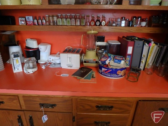 Toastmaster mixer, Signature blender, cookbooks, canning supplies, recipe scale. All on counter top