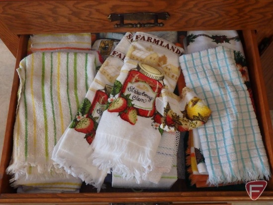 Kitchen towels, table clothes, linens. 4 drawers