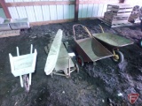 (3) Wheelbarrows, skis, wagon