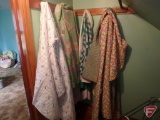 (5) quilts, assorted colors and sizes, some in poor condition