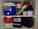 Holiday thermos, Funks cooler, Igloo hot/cold cooler, insulated lunch bags,