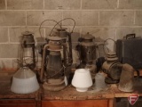 Kerosene lamps and railroad lamp and shades, as is
