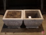 (2) Cement flower pots, 10inHx14inW. Both