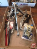 (3) gear pullers, hex key wrenches, Gardner Bender wire stripper, and 4 pole round trailer wiring