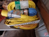 (4) extension cords and trouble work light, some heavy duty