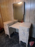 Painted dresser vanity, 6 dovetail drawers
