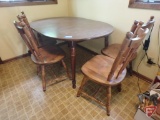 Kitchen table and (4) wood chairs, (2) leaves, 59