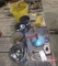 Drain snake, shelf brackets, magnetic heater, hose clamps, pipe fittings
