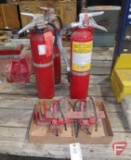 (4) Fire extinguishers and (3) fire extinguisher brackets