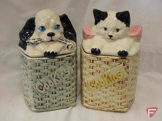 (2)Cookie Jars- McCoy puppy and kitty