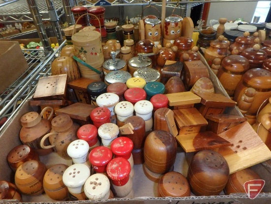 Salt /Pepper shakers; wood jugs, coffee pots, outhouses