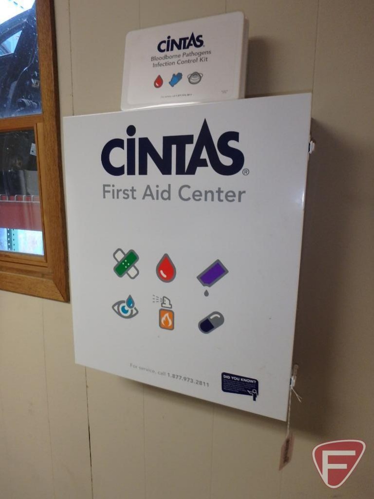 Cintas First Aid Center Metal Cabinet And Cintas Bloodborne Pathogens Infection Control Kit Industrial Machinery Equipment Auto Repair Equipment Auto Repair Parts Supplies Online Auctions Proxibid