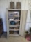 2-Door shop cabinet and contents: hardware organizers, wood clamp, (2) sanders,