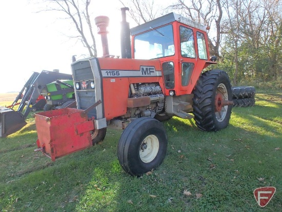 Massey Ferguson 1155 diesel tractor, 3389hrs showing, built in 1974 sn 9B46527 rated 140 pto hp