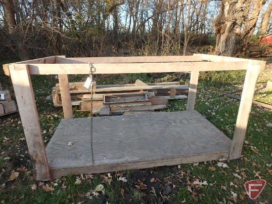 4'l x 8'w x 4'h plywood platform for firewood with used wood
