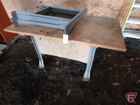Wood workbench with steel base and (2) steel legs