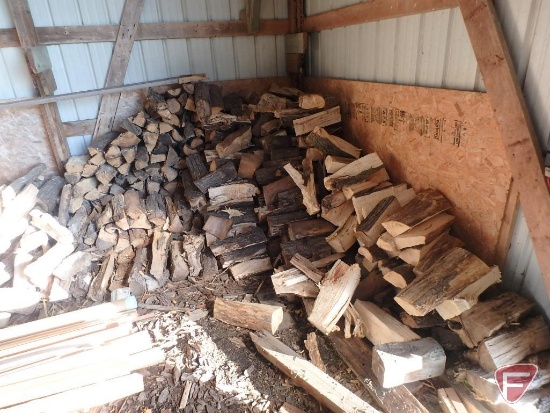 24'w x 3'd x 3'h Pile of firewood stored inside approx. 1-1/2 cords