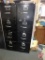 (2) 4-drawer metal file cabinets, (2) office reception chairs, 2-drawer end table