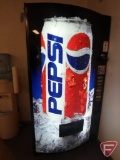Vendo coin operated beverage dispenser/vending machine with lighted Pepsi advertising