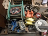 Contents of pallet: pallet racking clips, hangers, other clips, metal stands