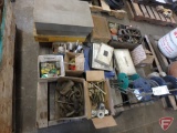 Contents of pallet: bolts, fuses, colored tape, gas line, wire, vacuum hose, cotter pins,