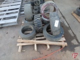 Forklift solid tires: (3) pairs and (2) singles