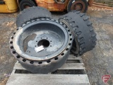 (4) Solid forklift tires on 8-bolt rims